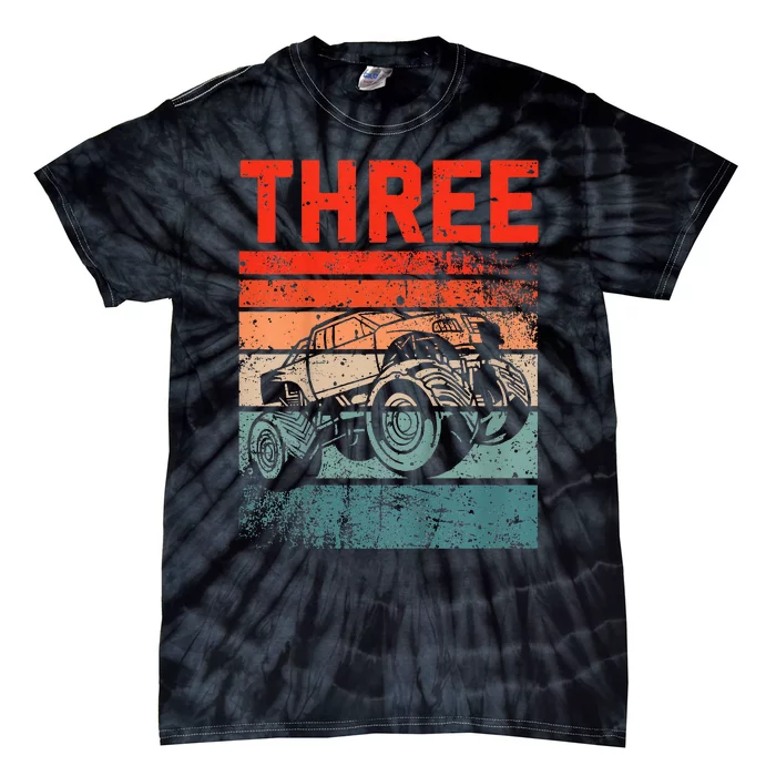 3 Year Old 3rd Birthday Monster Truck Tie-Dye T-Shirt