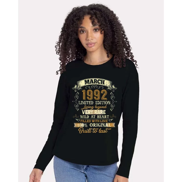 31 Year Old Gift March 1992 Vintage Awesome 31st Birthday Cute Womens Cotton Relaxed Long Sleeve T-Shirt