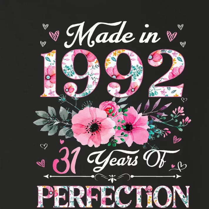 31 Year Old Made In 1992 Floral 31st Birthday Gifts Women Toddler Long Sleeve Shirt