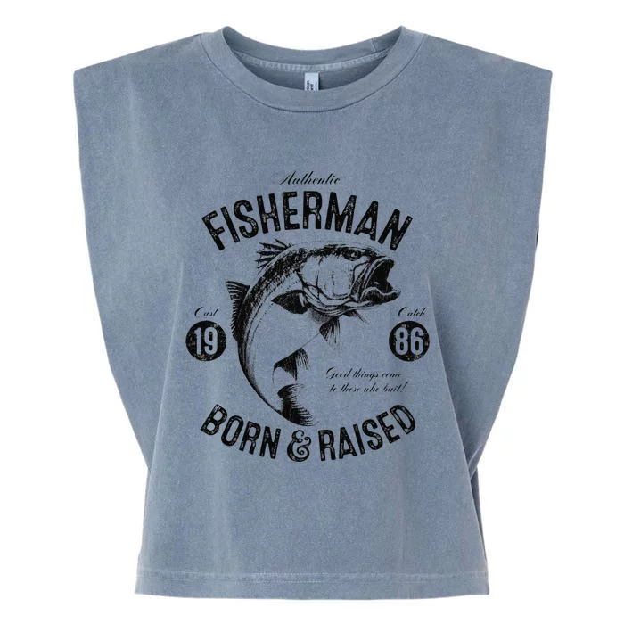 37 Year Old Fisherman Fishing 1986 37th Birthday Gift Garment-Dyed Women's Muscle Tee