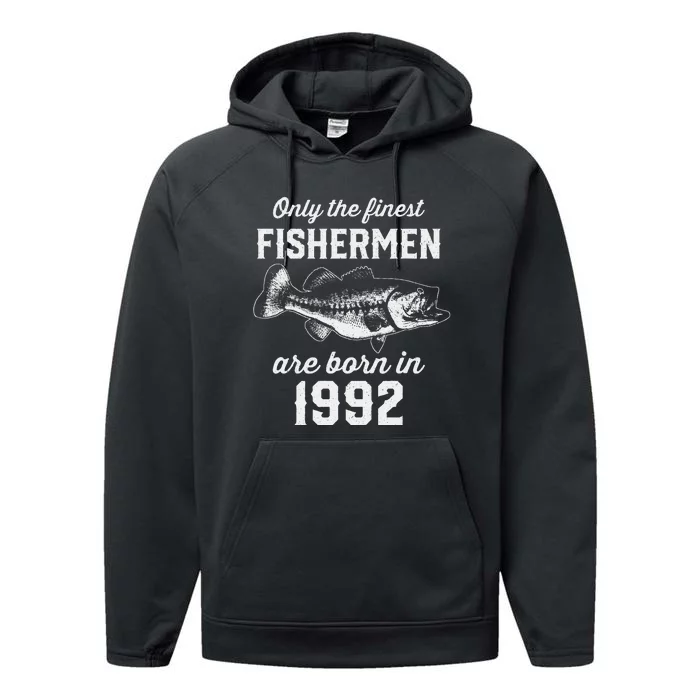 31 Year Old Fisherman Fishing 1992 31st Birthday Performance Fleece Hoodie