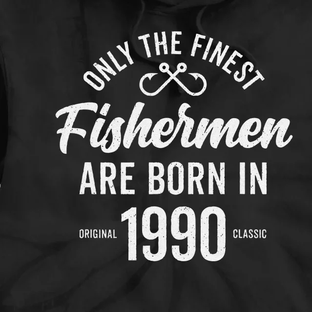 33 Year Old Fisherman Fishing 1990 33rd Birthday Gift Tie Dye Hoodie