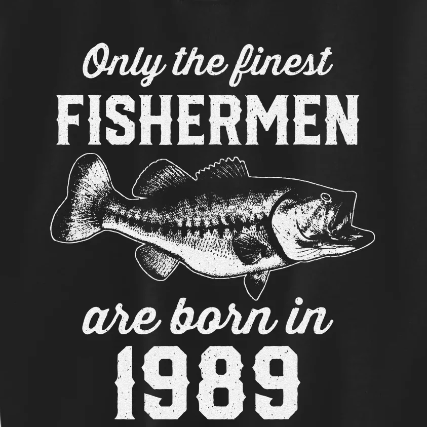 34 Year Old Fisherman Fishing 1989 34th Birthday Kids Sweatshirt