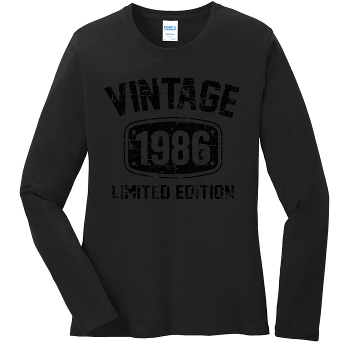 37 Years Old Vintage 1986 Limited Edition 37th Birthday Ladies Long Sleeve Shirt