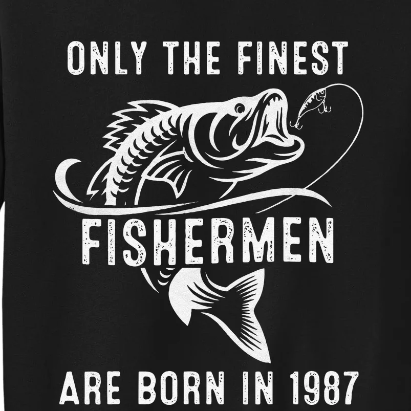 34 Year Old Fishing Fisherman 1987 34 Th Birthday Tall Sweatshirt