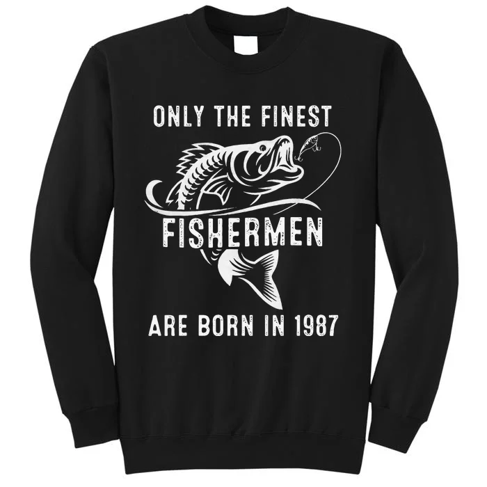 34 Year Old Fishing Fisherman 1987 34 Th Birthday Tall Sweatshirt