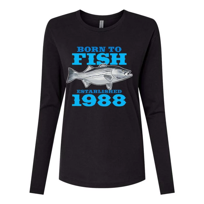 35 Year Old Fishing Fisherman 1988 35th Birthday Womens Cotton Relaxed Long Sleeve T-Shirt