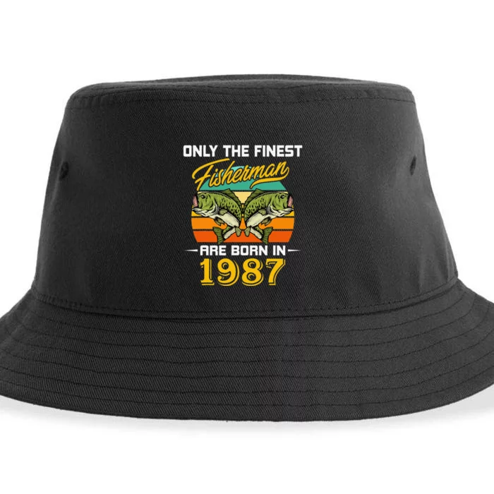 35 Years Old Fisherman Born In 1987 Funny 35th Birthday Sustainable Bucket Hat