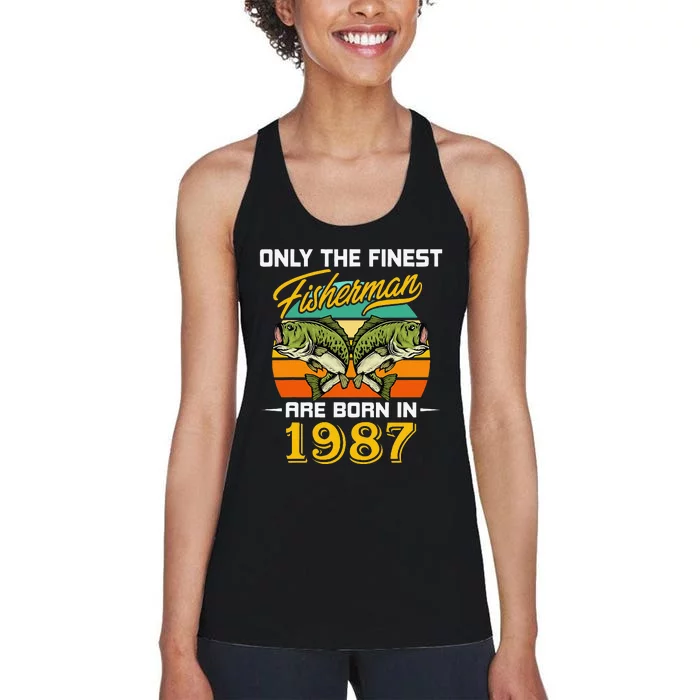 35 Years Old Fisherman Born In 1987 Funny 35th Birthday Women's Racerback Tank