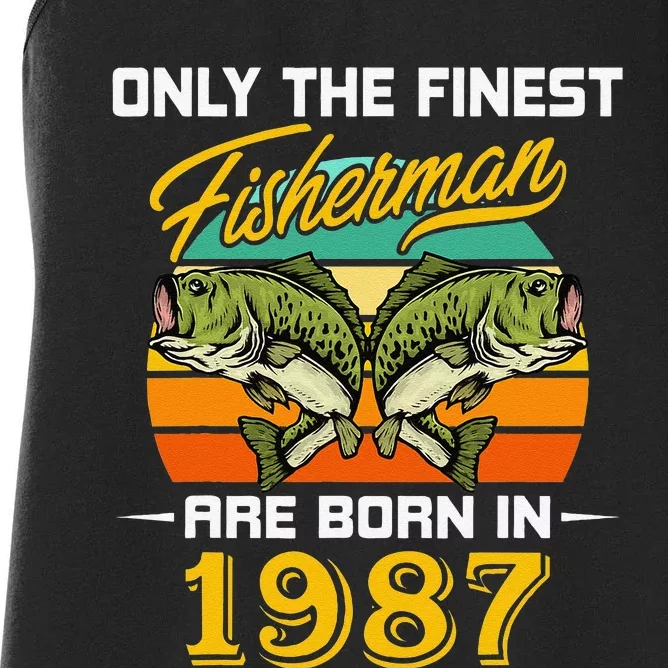 35 Years Old Fisherman Born In 1987 Funny 35th Birthday Women's Racerback Tank