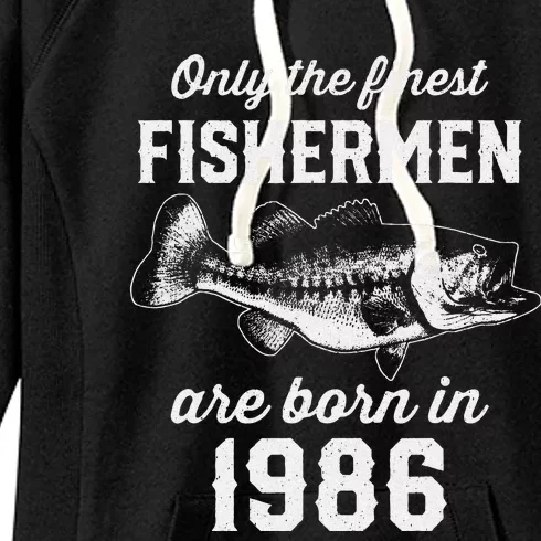 37 Year Old Fisherman Fishing 1986 37th Birthday Women's Fleece Hoodie