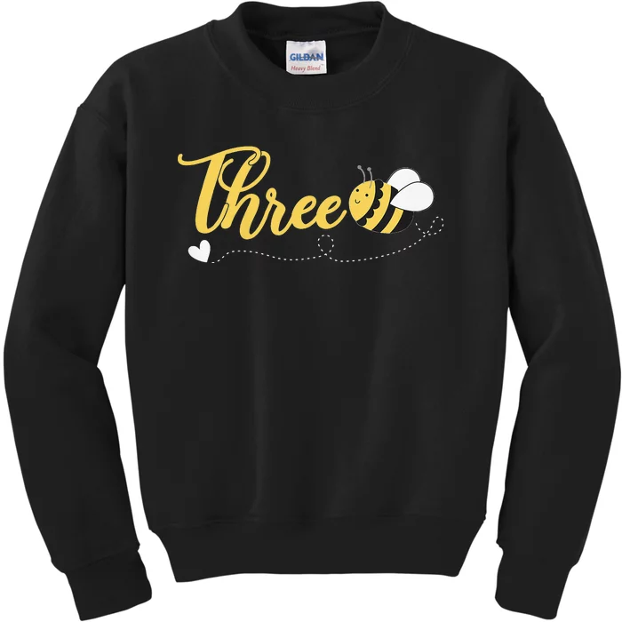 3 Year Old Bee Themed 3rd Birthday Beeday Kids Sweatshirt