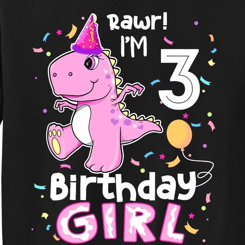 3 Year Old Dinosaur Birthday 3rd T Rex Dino Three Saurus Tall Sweatshirt