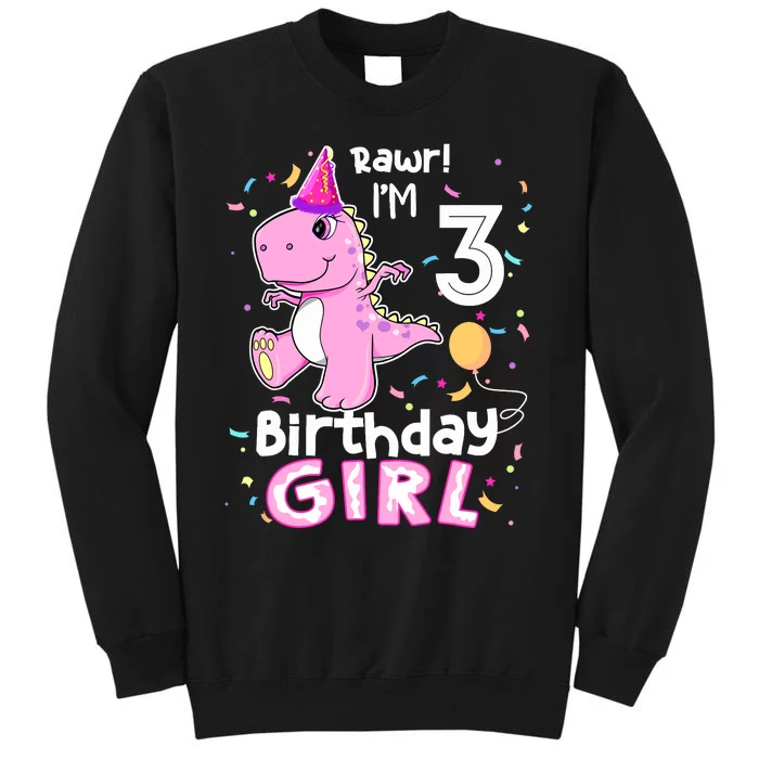 3 Year Old Dinosaur Birthday 3rd T Rex Dino Three Saurus Tall Sweatshirt