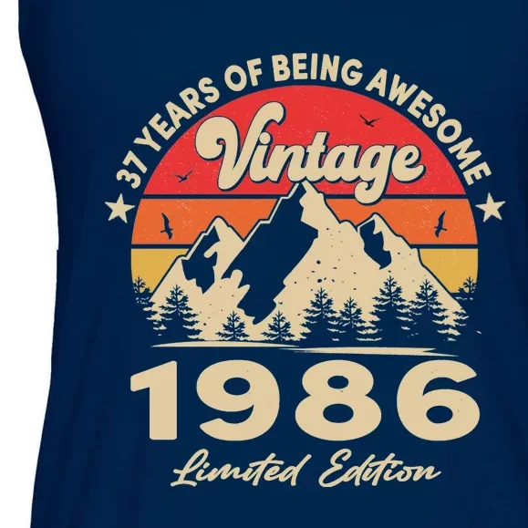 37 Years Old 37th Birthday Vintage Retro 1986 37th Bday Gift Ladies Essential Flowy Tank