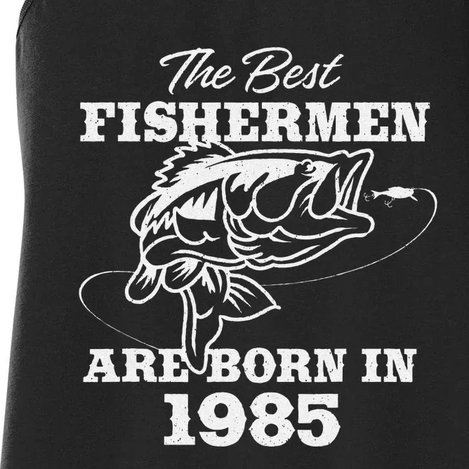 38 Year Old Fisherman Fishing 1985 38th Birthday Women's Racerback Tank