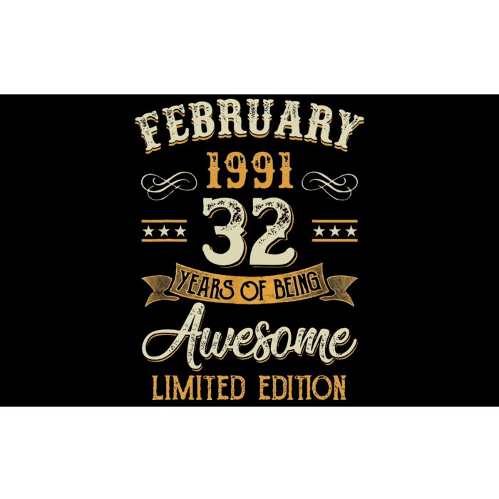 32 Years Old Gifts Vintage February 1991 32nd Birthday Bumper Sticker