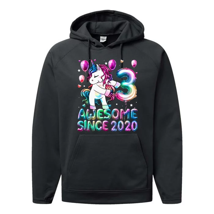 3 Years Old Unicorn Flossing 3rd Birthday Girl Unicorn Party Performance Fleece Hoodie