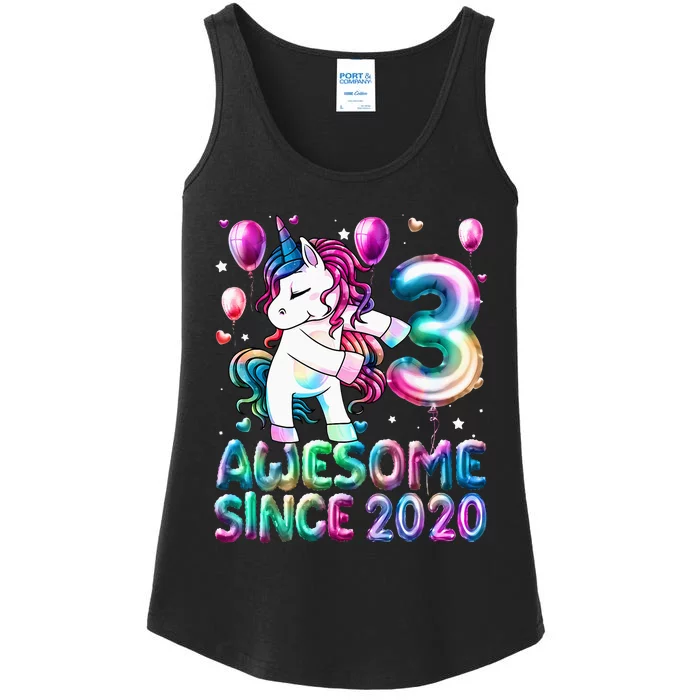 3 Years Old Unicorn Flossing 3rd Birthday Girl Unicorn Party Ladies Essential Tank