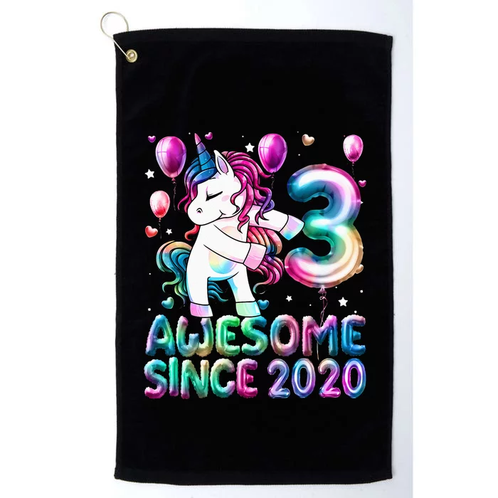 3 Years Old Unicorn Flossing 3rd Birthday Girl Unicorn Party Platinum Collection Golf Towel