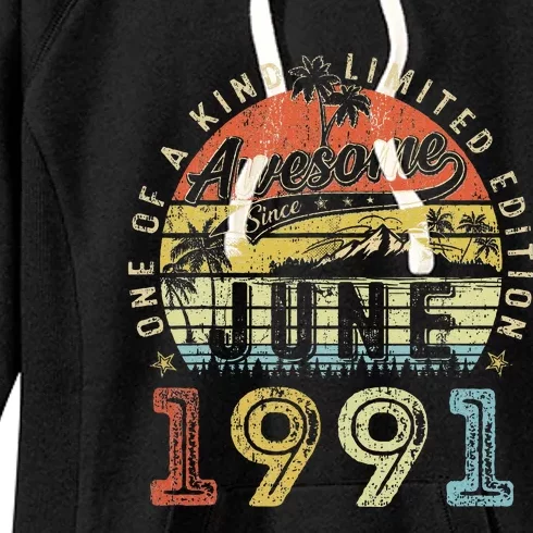 32 Year Old Awesome Since June 1991 32th Birthday Women's Fleece Hoodie