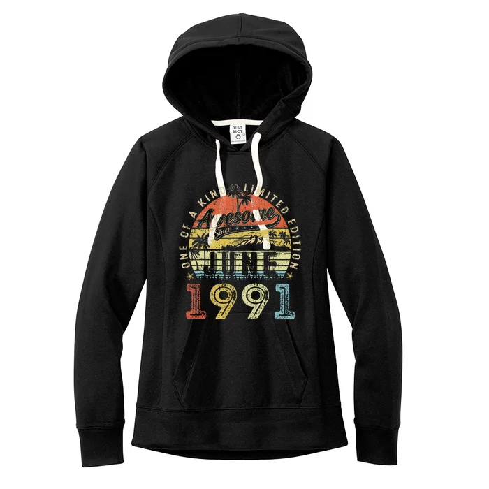 32 Year Old Awesome Since June 1991 32th Birthday Women's Fleece Hoodie