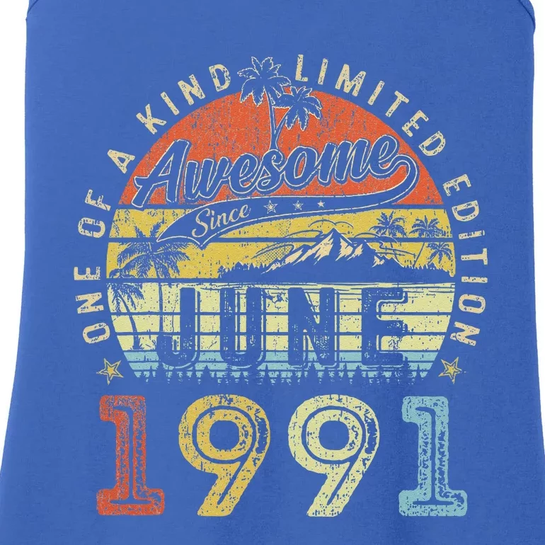 32 Year Old Awesome Since June 1991 32th Birthday Ladies Essential Tank