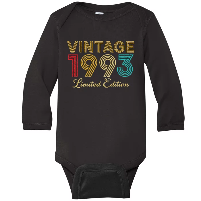 30 Years Old Vintage 1993 Limited Edition 30th Birthday Baby Long Sleeve Bodysuit