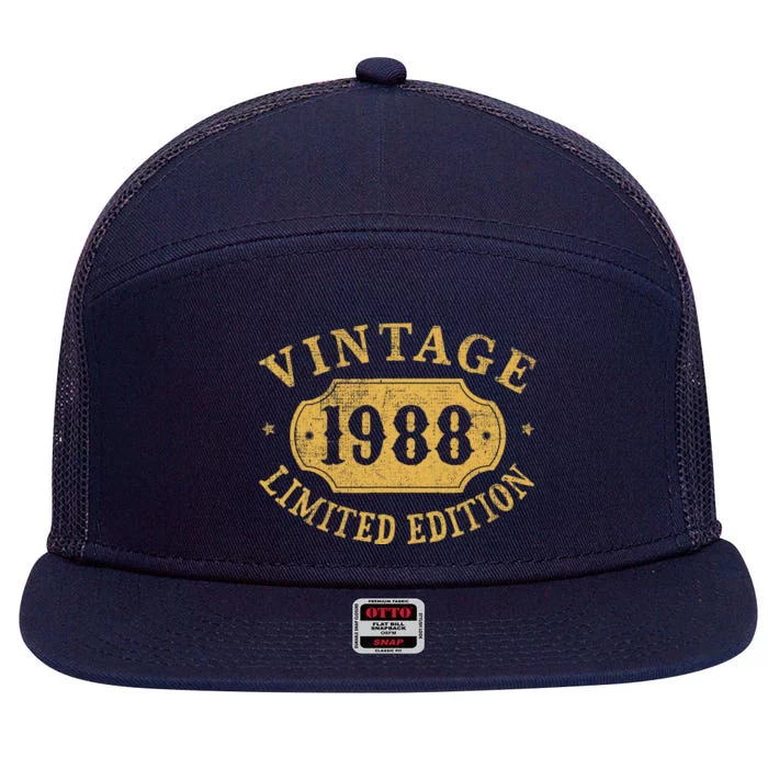 35 years old 35th Birthday Anniversary Best Limited 1988 7 Panel Mesh Trucker Snapback Hat