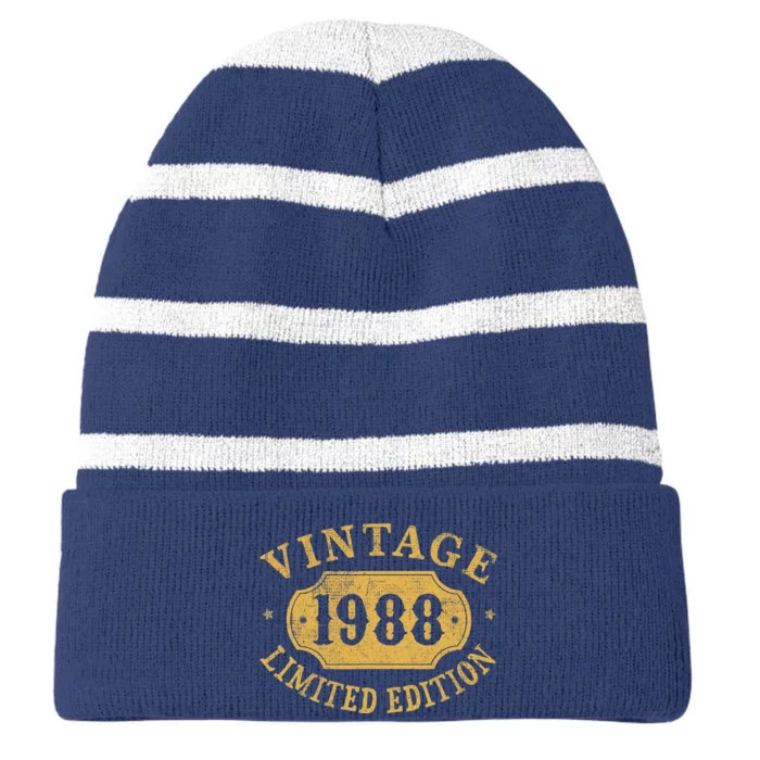 35 years old 35th Birthday Anniversary Best Limited 1988 Striped Beanie with Solid Band