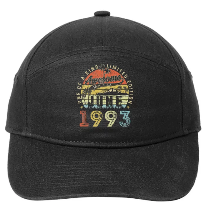 30 Year Old Awesome Since June 1993 30th Birthday 7-Panel Snapback Hat