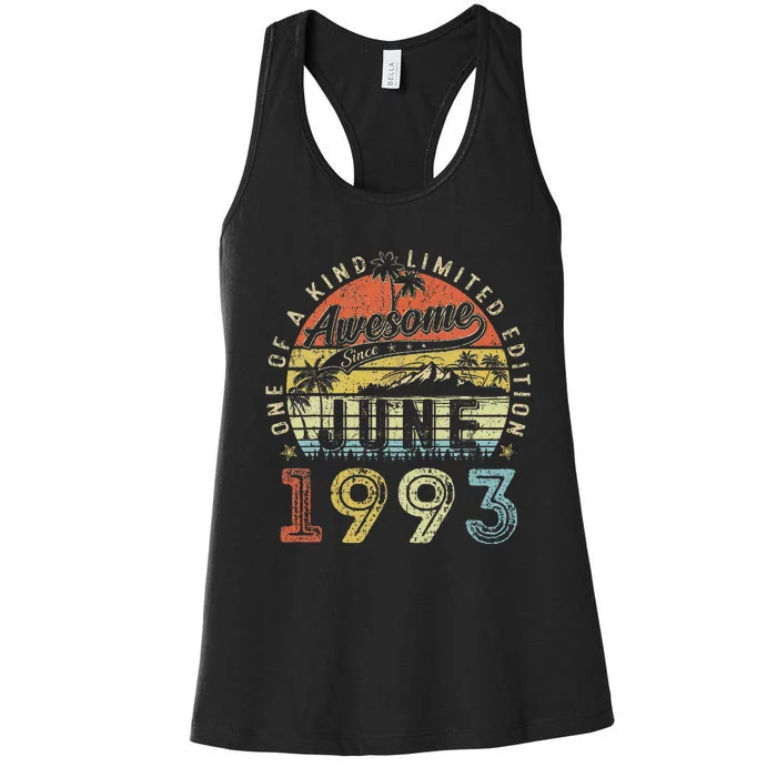 30 Year Old Awesome Since June 1993 30th Birthday Women's Racerback Tank