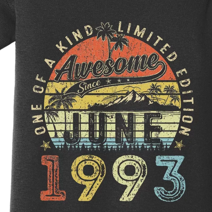 30 Year Old Awesome Since June 1993 30th Birthday Baby Bodysuit