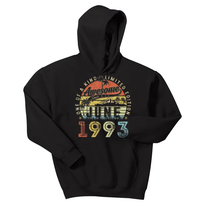 30 Year Old Awesome Since June 1993 30th Birthday Kids Hoodie