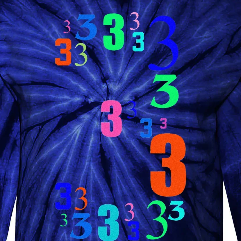 3 Year Old Birthday 3rd BDay Number 3 Tie-Dye Long Sleeve Shirt