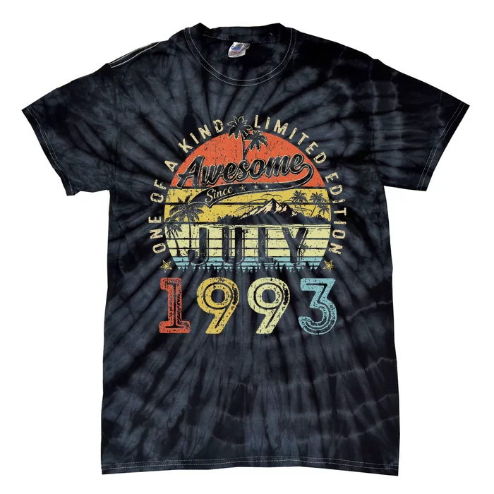 30 Year Old Awesome Since July 1993 30th Birthday Tie-Dye T-Shirt