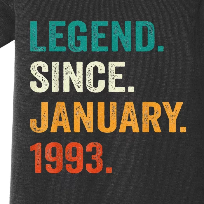 30 Year Old Gift 30th Birthday Legend Since January 1993 Baby Bodysuit