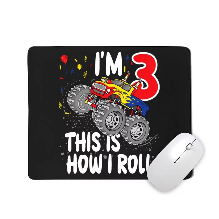 3 Year Old 3rd Birthday Boy Monster Truck Car Mousepad