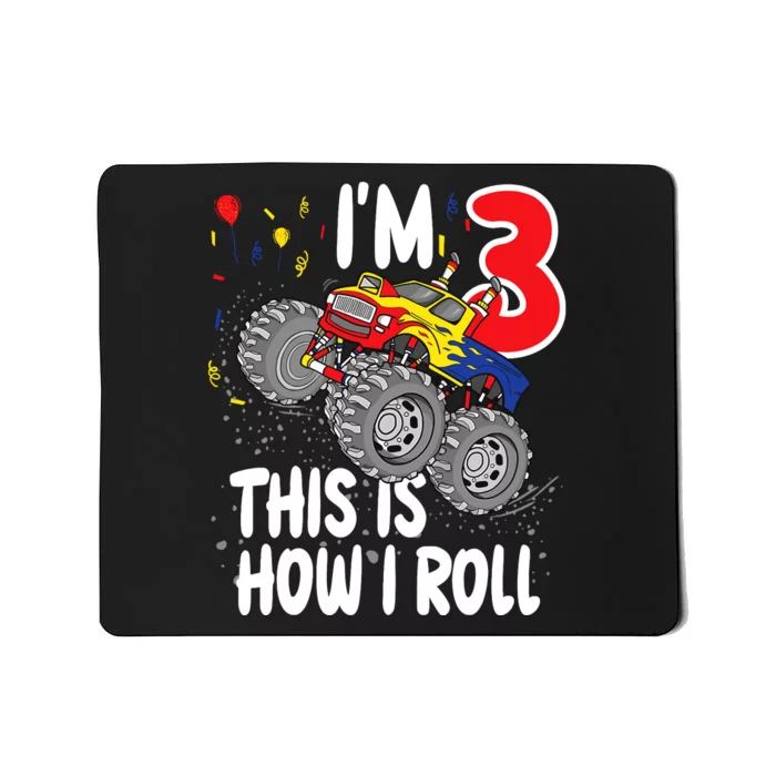 3 Year Old 3rd Birthday Boy Monster Truck Car Mousepad