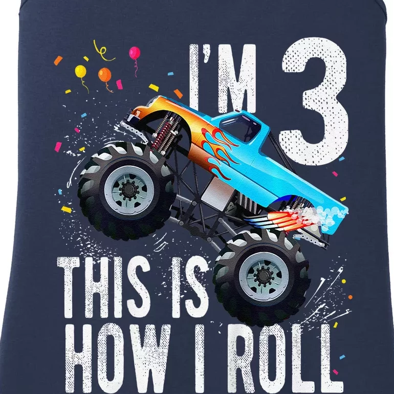 3 Year Old 3rd Birthday Boy Monster Truck Car Ladies Essential Tank