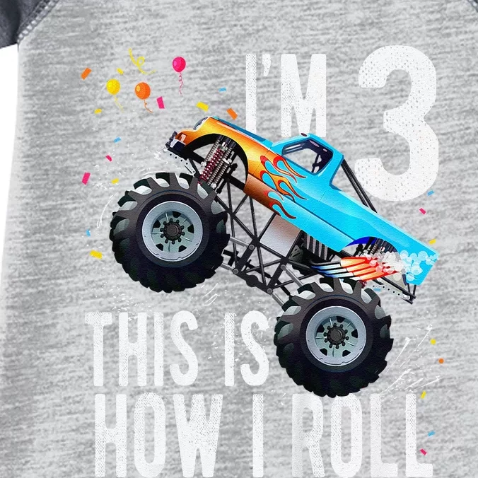 3 Year Old 3rd Birthday Boy Monster Truck Car Infant Baby Jersey Bodysuit