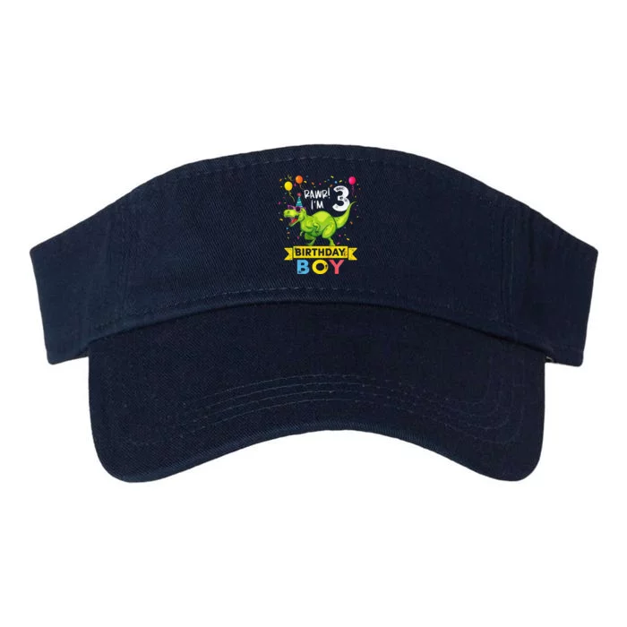 3 Year Old 3rd Birthday Boy T Rex Dinosaur Valucap Bio-Washed Visor