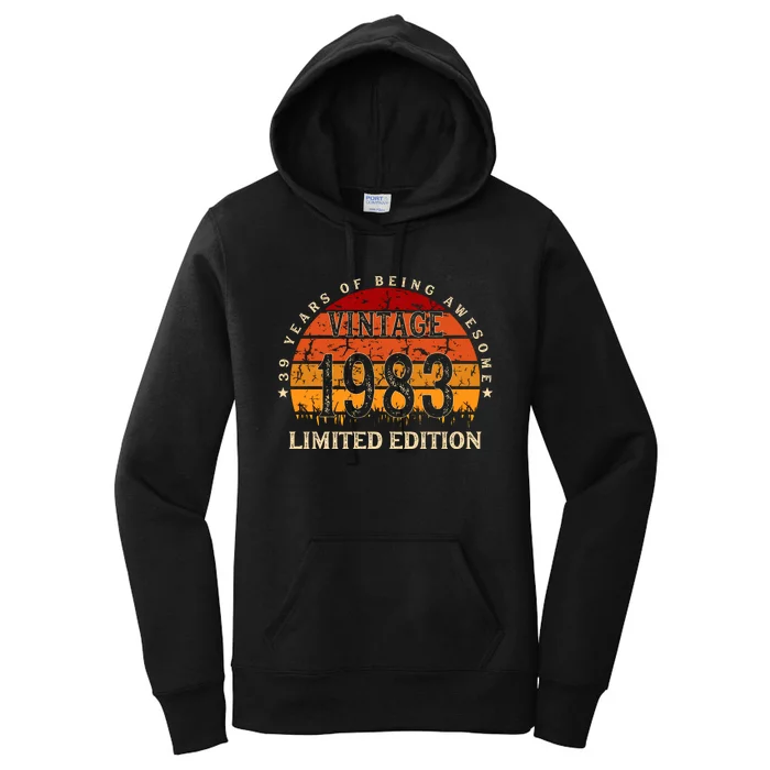 39 Year Old Gifts Retro Vintage 1983 Limited Edition 39th Birthday Women's Pullover Hoodie