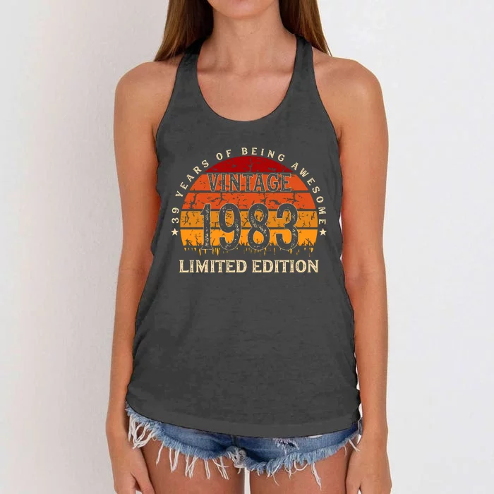 39 Year Old Gifts Retro Vintage 1983 Limited Edition 39th Birthday Women's Knotted Racerback Tank