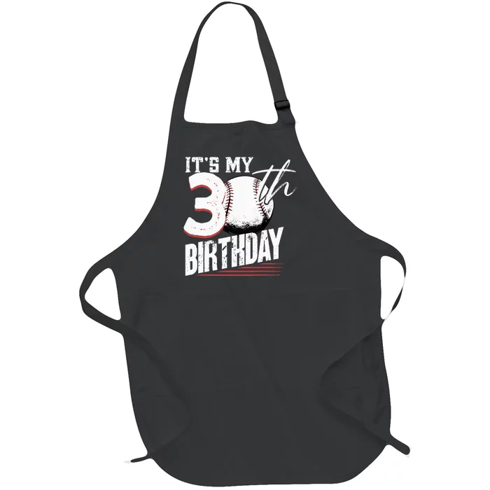 30 Years Old Vintage Baseball 30th Birthday Full-Length Apron With Pocket