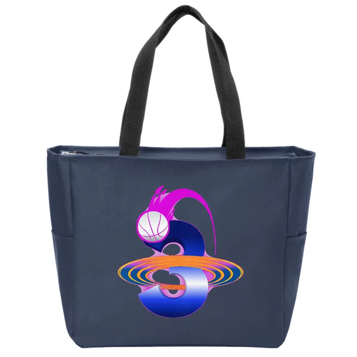 3 Year Old Space Basketball 3rd Birthday Party Theme Zip Tote Bag