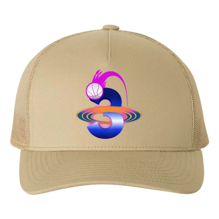 3 Year Old Space Basketball 3rd Birthday Party Theme Yupoong Adult 5-Panel Trucker Hat