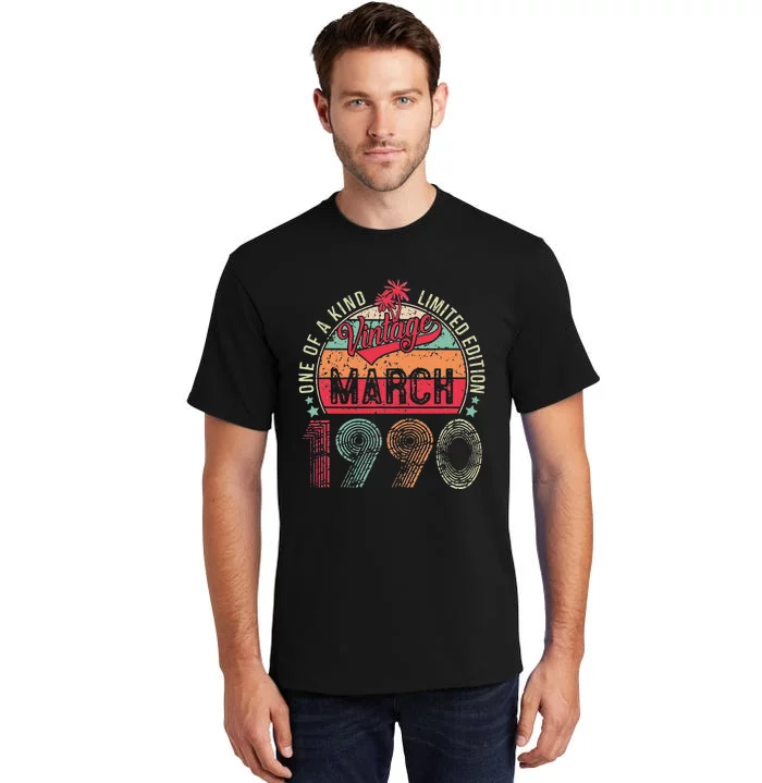 33 Years Old 33th Birthday Gifts Vintage Retro March 1990 Tall T-Shirt