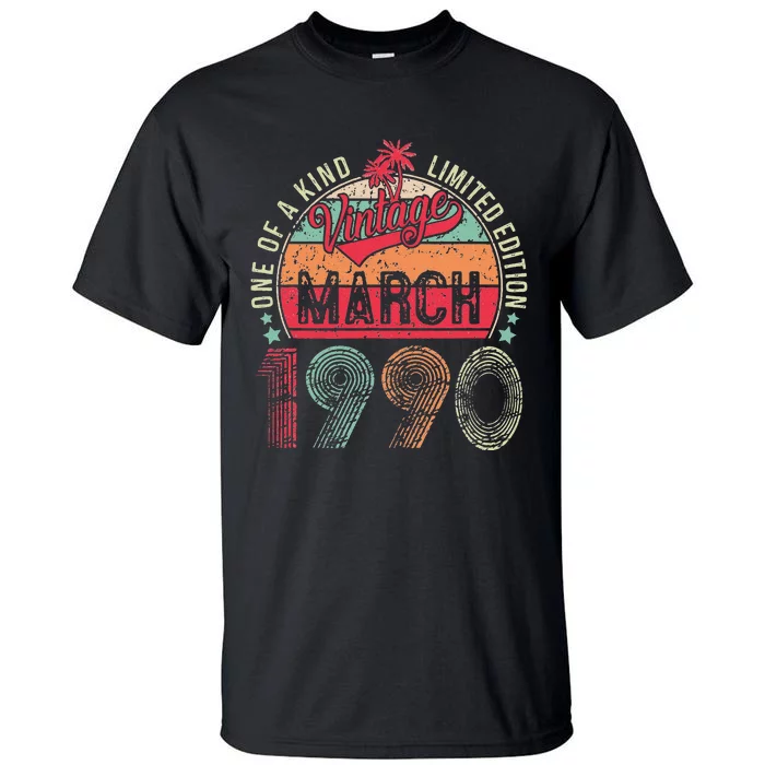 33 Years Old 33th Birthday Gifts Vintage Retro March 1990 Tall T-Shirt