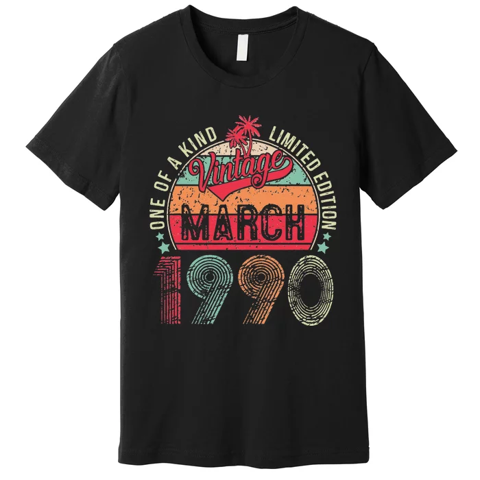 33 Years Old 33th Birthday Gifts Vintage Retro March 1990 Premium T-Shirt